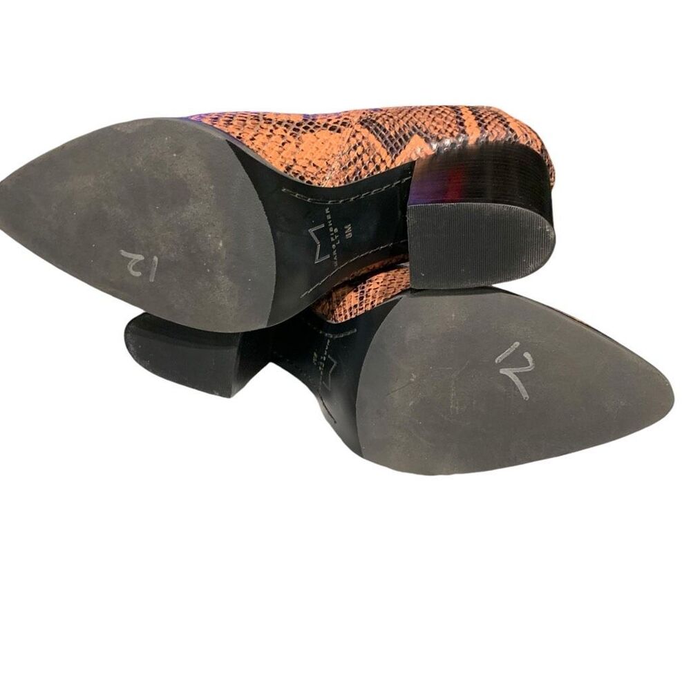 Marc Fisher Snakeskin Print Ankle‎ Boot Alva 2 Leather Block Heel Brown/Blk 8M - Picture 7 of 10